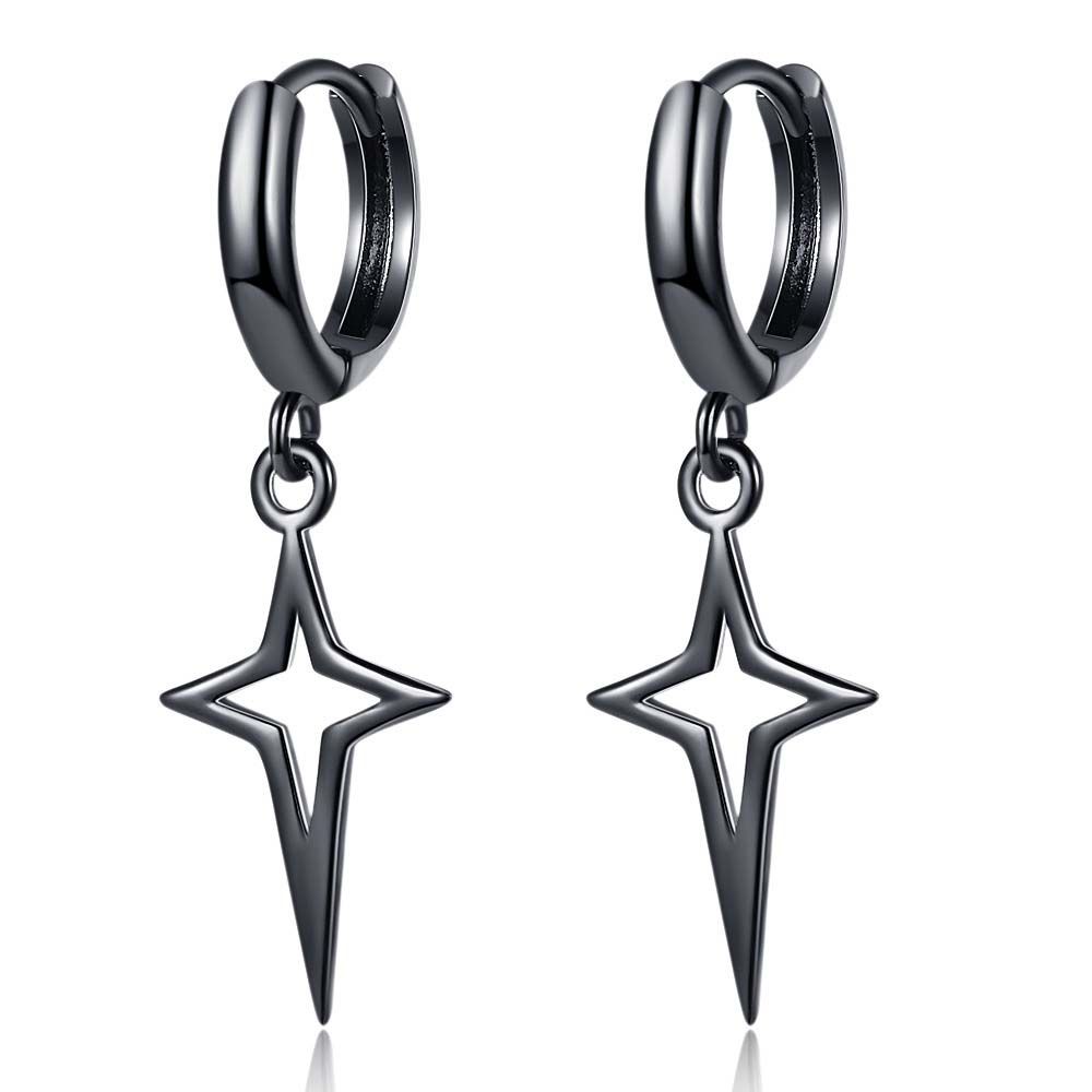 Jewelry Silver Color Ear Studs Black Women Earrings Hoop Earrings Dangle Earrings Korean Style