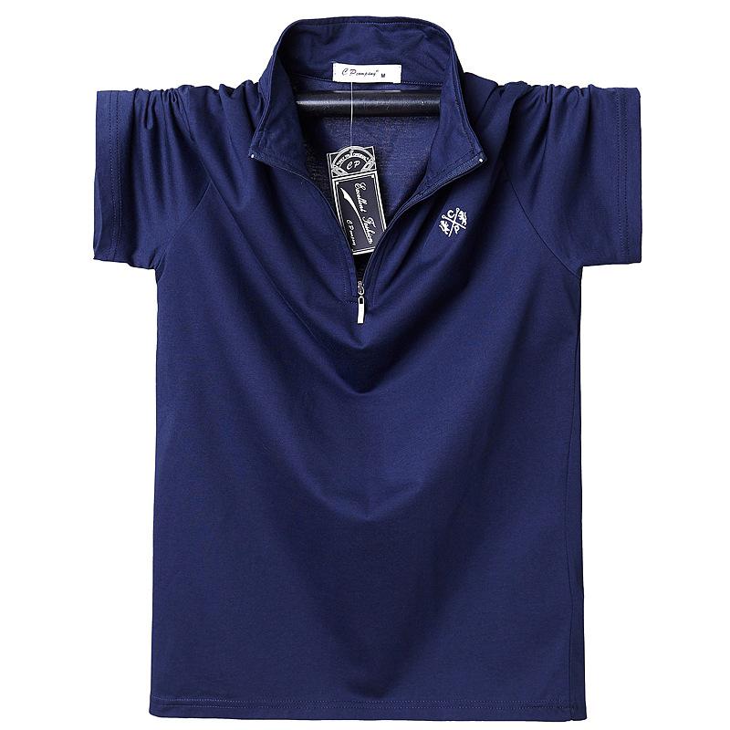 Новая мужская рубашка поло с коротким рукавом плюс размер футболка поло на молнии с коротким рукавом