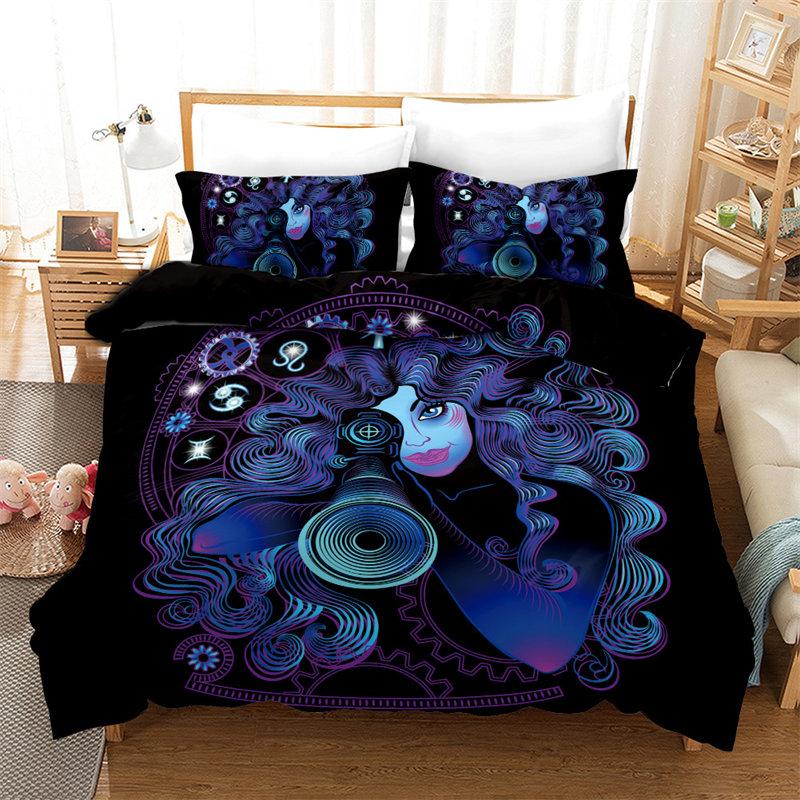3D Aries Duvet Cover Set Twelve Constellations Bedding Set For Teens Kids Dorm Decor Microfiber Exotic Abstract Art Quilt Cover
