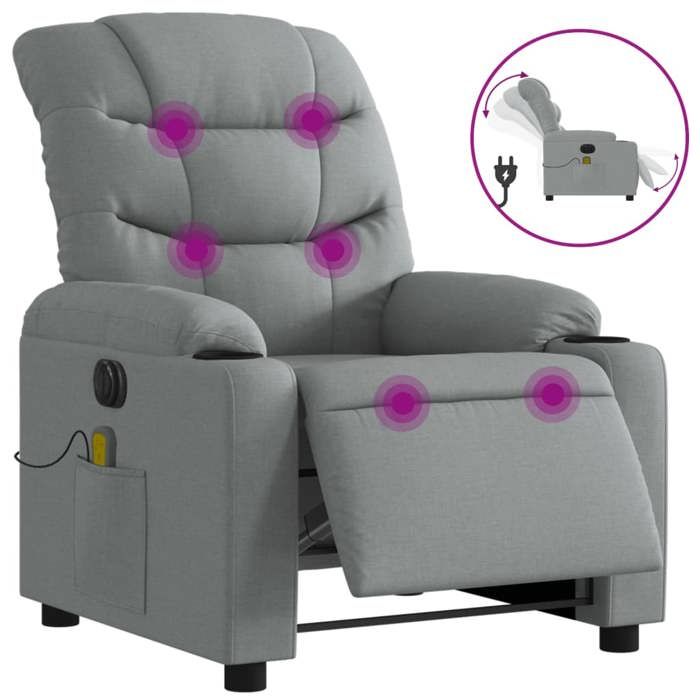 VidaXL Fauteuil de Massage Inclinable Électrique, Chaise de Relaxation avec Dossier, Siège avec Accoudoirs, Fauteuil TV de 3206636