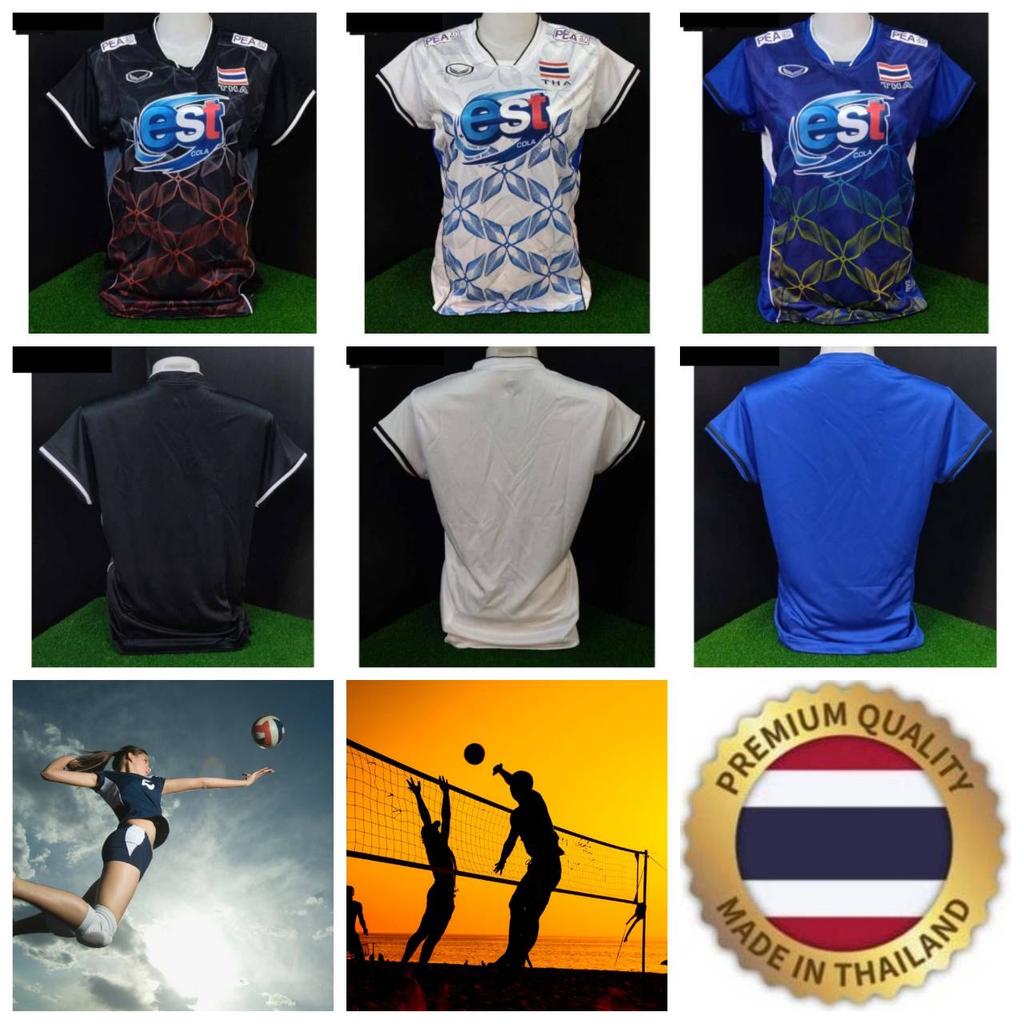 ТАИЛАНД Национальная волейбольная женская винтажная футболка CHEER Fan Print Version Быстросохнущая футболка с V-образным вырезом и коротким рукавом Униформа с логотипом флага Таиланда Спорт в помещении