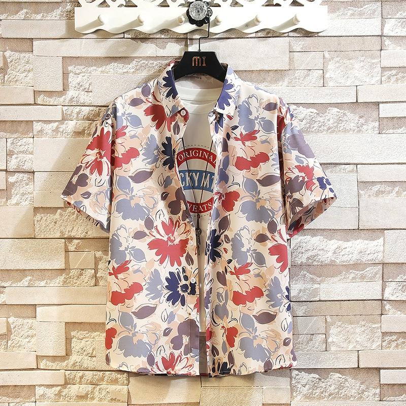 Мужская уличная модная летняя повседневная рубашка с гавайским мультяшным принтом, повседневные свободные рубашки с коротким рукавом, пляжные свободные топы