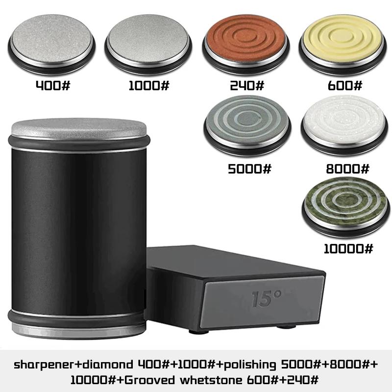 Точилка для ножей с вращающимся лезвием, магнитный держатель для ножей, набор алмазных точильных камней с углом заточки 15 и 20 градусов, кухонный аксессуар