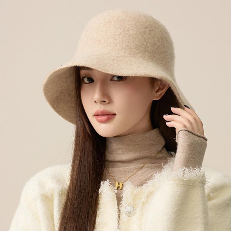 Женская шерстяная шляпа рыбака, однотонная шляпа-ведро, теплая шляпа для отдыха на природе
