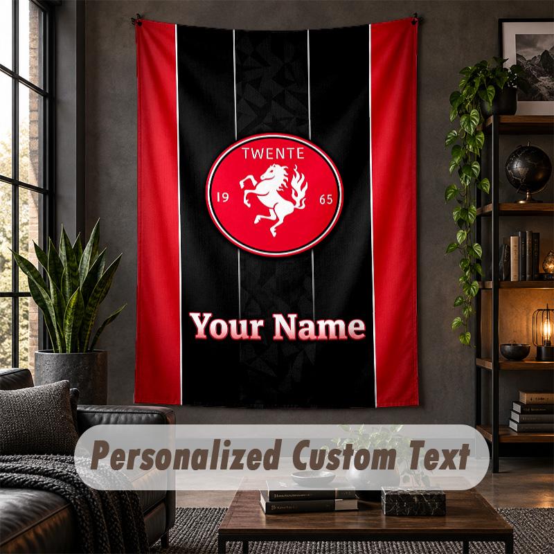 Personalized Wall Tapestry,FC Twente Custom Text, Soft Fabric Wall Art For Indoor Decoration