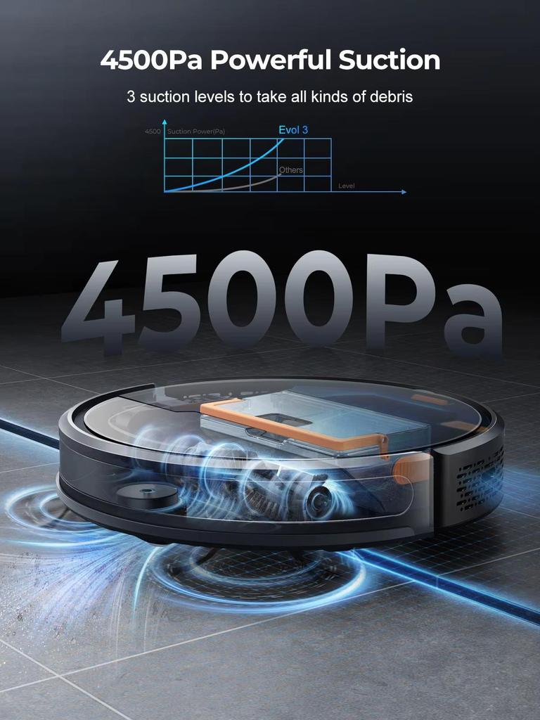 New Laresar Evol 3 intelligent Robot Vacuum 4500Pa Suction Sweeping Robots Multifunctional Intelligent Sweeping Robot with Auto Carpet Boost
