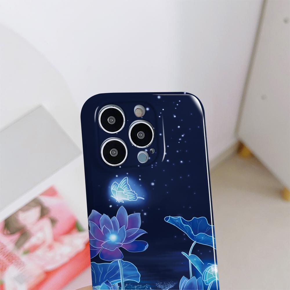 Для iPhone 16 15 14 Samsung S23 A52 A33 A73 A53 Huawei Xiaomi Redmi OPPO Vivo Gradient Butterfly Floral Flower Full Lens Protective Hard Phone Case