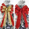 2pcs Large Size Christmas Tree Bows Long Ribbon Christmas Tree Ornaments Xmas Bow Knot  Door