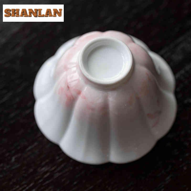 2pc/lot Hand-painted Pink Orchid Teacup Japanese Tea Bowl Cute Cup Tea-tasting Smelling Cup Jianzhan Master Cups Teaware 80ml