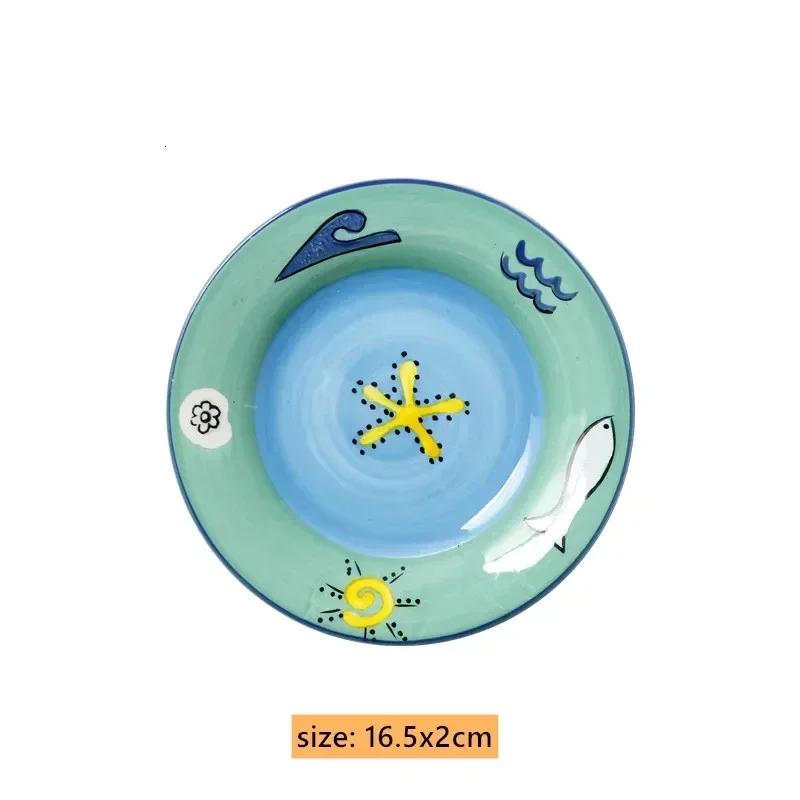 6.5 Inches European Ceramic Dinner Plates Hand Painted Western Salad Plate Household Exquisite Fruit Dish Kitchen Accessories