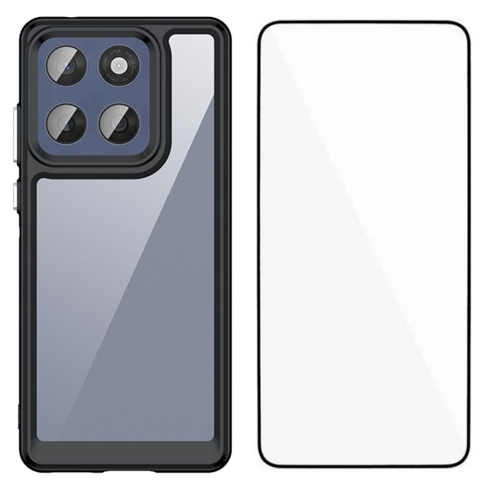 Серия WANLONFENG XC Чехол для Motorola Edge 60 Fusion 5G из ТПУ и акрила с закаленным стеклом (Большое отверстие для линзы)