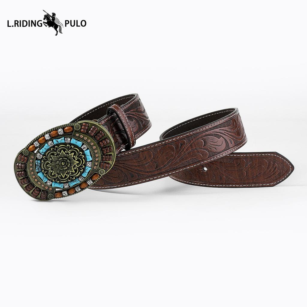 Богемный стиль Западный джинсовый ремень из искусственной кожи с тиснением Джинсы Модный пояс на талию Женский