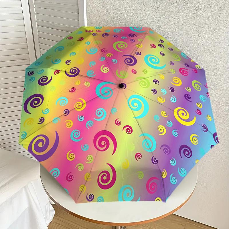 1PC Spiral Patterns Umbrella-8-Rib Reinforced Portable Folding Travel Suitable for All Seasons Outdoor Daily Use Is an Ideal Choice -F357