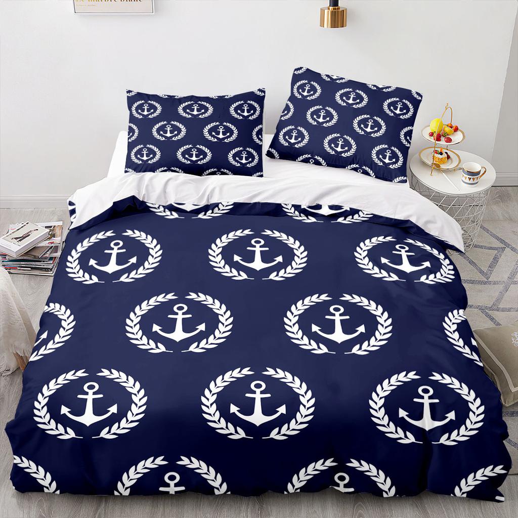 New Nautical Ocean Anchor Bedding Sets Ocean Spirit Duvet Cover King Queen Single Size Bed Linen with Pillowcase Teens Boys Gift