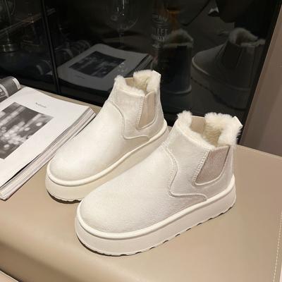 Женские зимние ботинки на толстой подошве, бархатные утепленные теплые ботинки, женская обувь, большие хлопковые ботинки