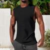Мужской однотонный спортивный жилет с круглым вырезом без рукавов, жилет для бодибилдинга и фитнеса, свободный крой, эластичные топы, уличная одежда