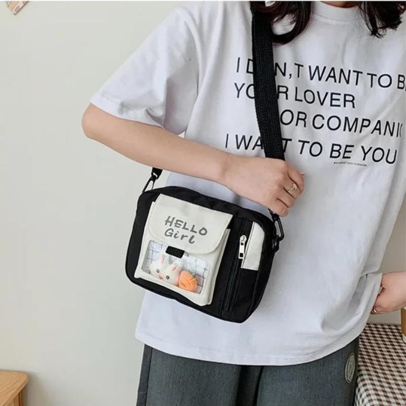 Женская новая милая парусиновая студенческая корейская версия на одно плечо, маленькая квадратная сумка через плечо, многофункциональная универсальная сумка через плечо через плечо