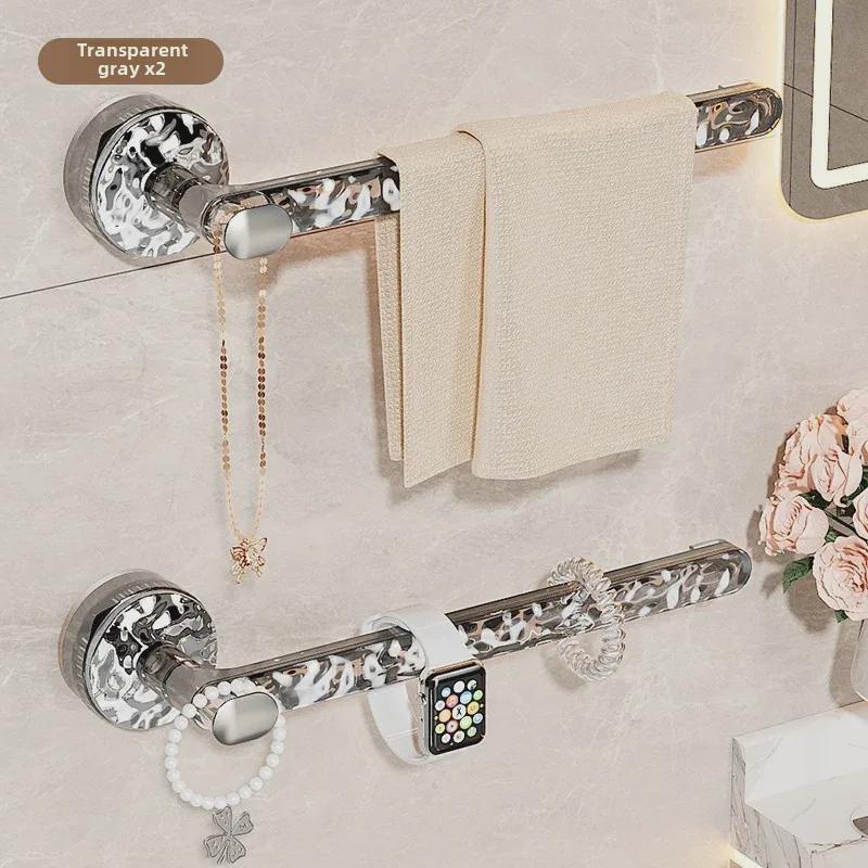 Настенная вешалка для полотенец с присоской без перфорации - одинарная штанга для ванной комнаты или туалета