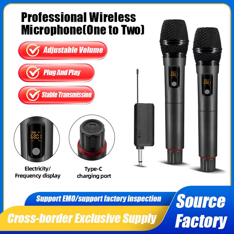 Rechargeable Dual Wireless Microphone Set for Stage, Home, KTV, Outdoor Events, and Conferences