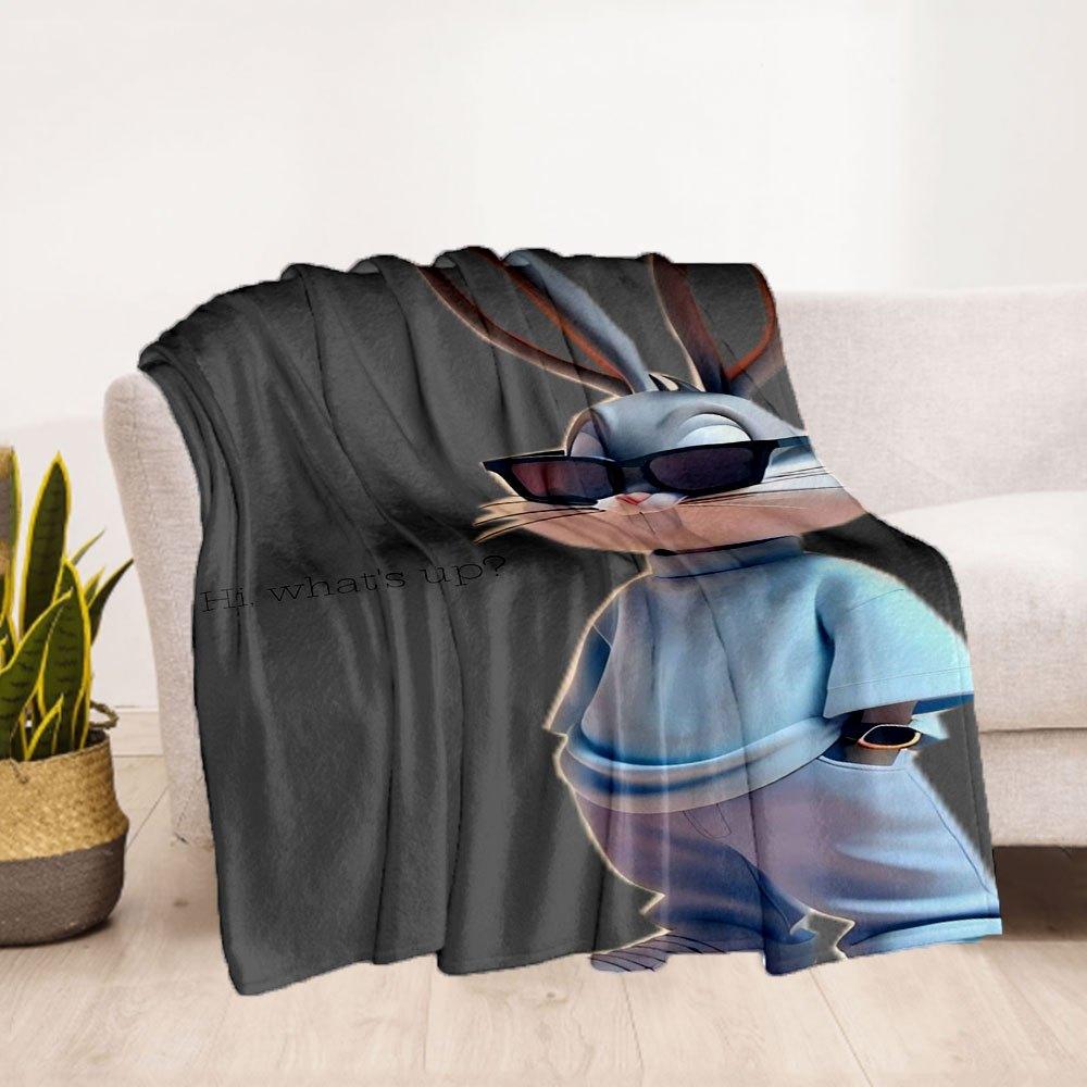 "Chill Vibes: Bugs Bunny's Casual Cool Look"Blanket Flannel Throw Blanket for Sofa, Bed, Travel, Camping, Office