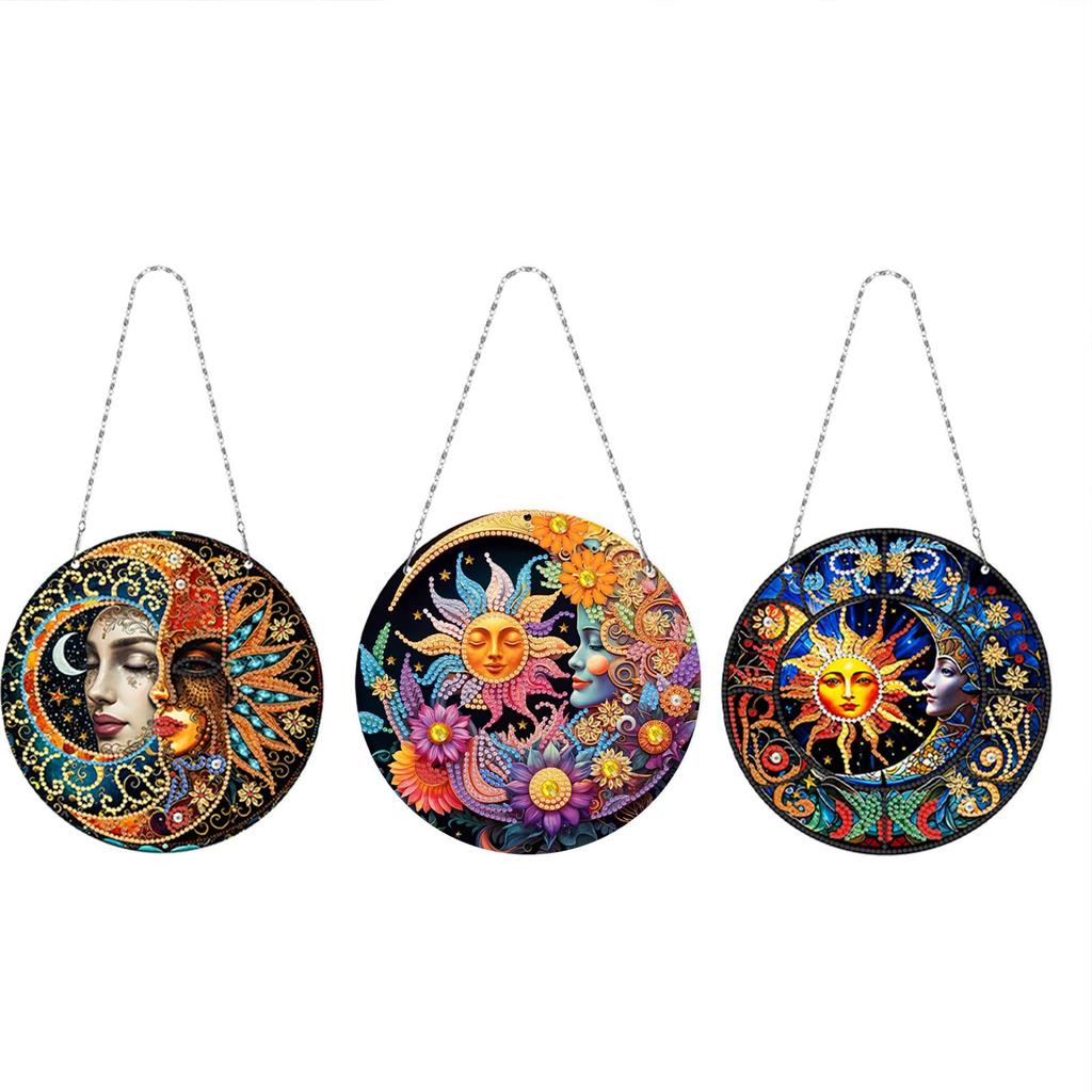 Special Shape 3Pcs 2D/Flat DIY Hanging Diamond Art Kits Diamond Painting Set Diamond Art Pendant Home Wall Decoration Crafts