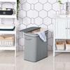 100L Natural Wood Laundry Basket A Compartment w/Flip Lid Removable Lining Handles Board Base Foldable Durable Water-Resistant Dirty Clothes Storage