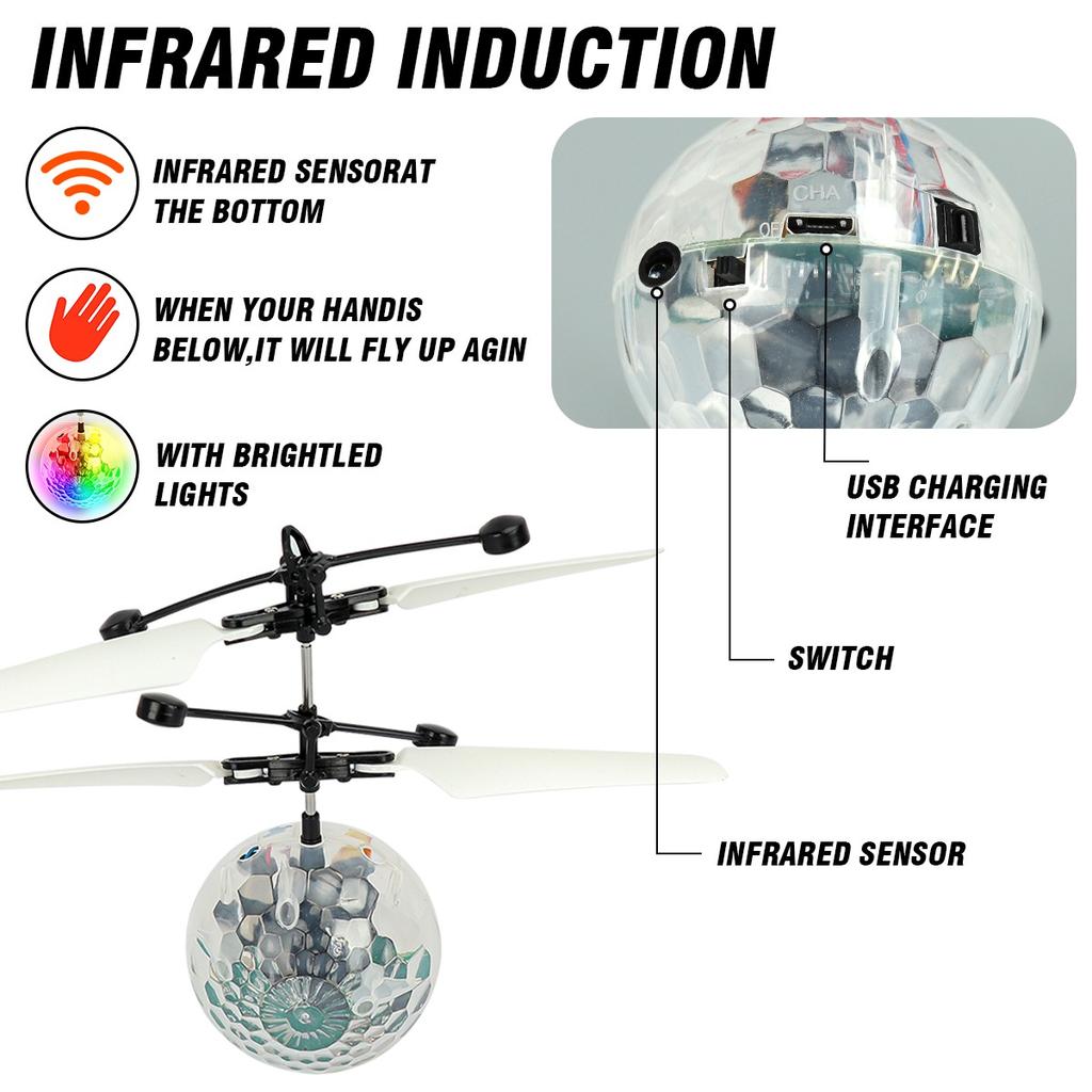 Non-Toxic Led Light Suspension Crystal Ball Infrared Induction Rc Gesture Control Colorful Glowing Toys Unique Gift For Kids