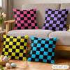 Checkered Square Cushion Cover Soft Plush Fabric DoubleSided Printed Cushion Covers for All Seasons Modern HomeDecor Gift