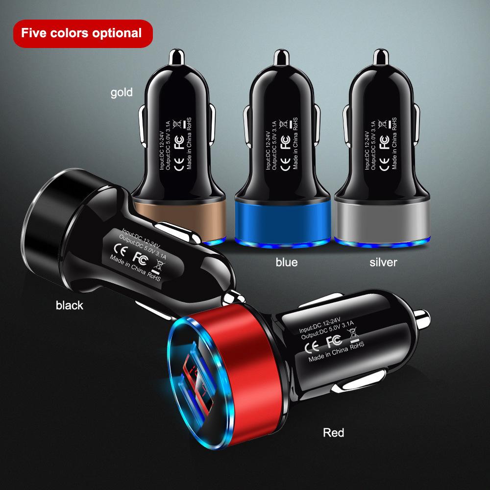 Автомобильное зарядное устройство с двумя USB-разъемами 18 Вт, светодиодная быстрая зарядка, зарядка мобильного телефона для Iphone 12 11 Mini Pro X Xr Max 7 8 Plus Xiaomi Huawei Samsung