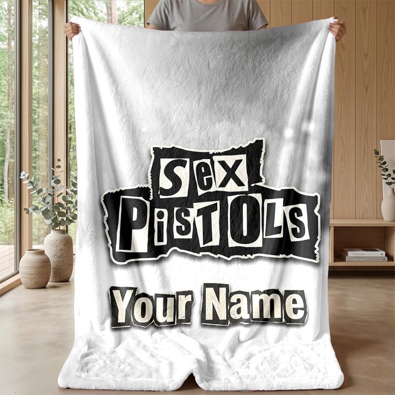 Sex Pistols Индивидуальный фланелевый плед Печать вашего имени Текст Мягкий теплый плед Праздничный подарок