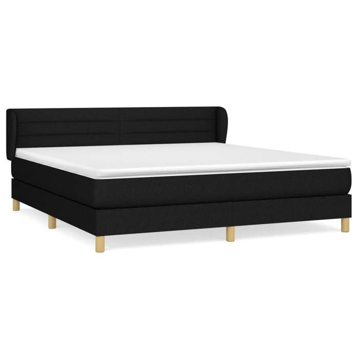 Maison Exclusive - Sommier à lattes de lit avec matelas Noir 160x200 cm Tissu