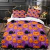 3D Print Halloween Bedding Set, Halloween Cartoon Jack O' Lantern Tombstone Skulls And Bones 2-3Pcs Polyester Duvet Cover Set