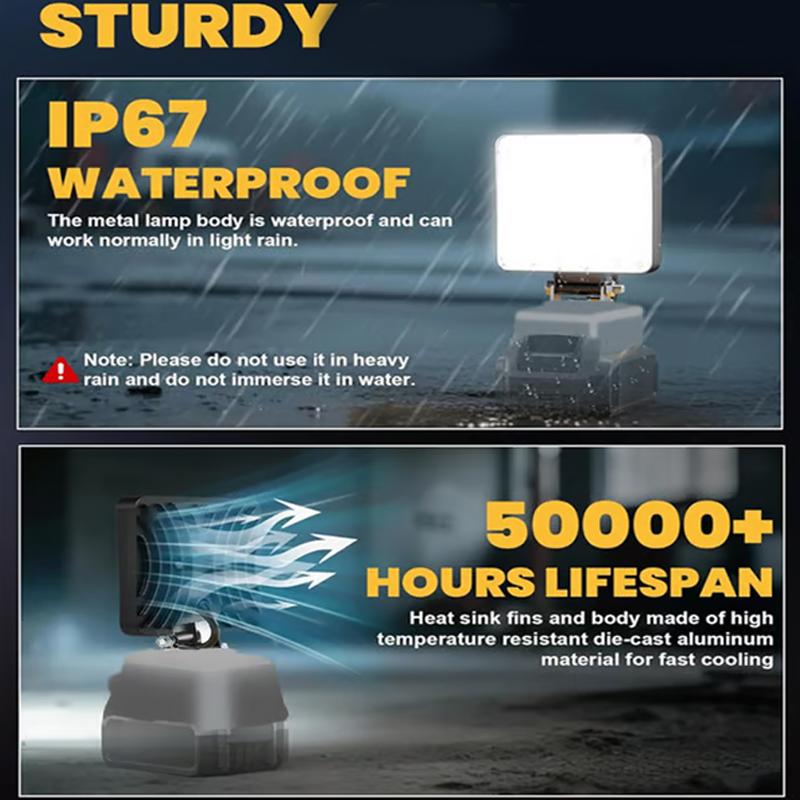 Аксессуары для электроинструментов Светодиодный рабочий свет для 20в-21в Высокая яркость Долговечный Мощный рабочий свет для гаража, мастерской и улицы