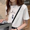 2025 Летняя женская футболка Ulzzang Loose Printed Short-Sleeve, стиль Гонконга