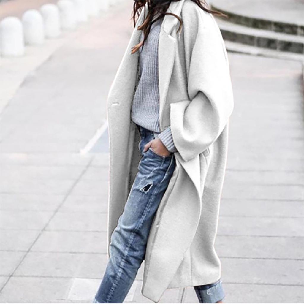 Women's Casual Autumn And Winter Wool Casual Solid Color Plus Size Coat Woolen Coat