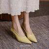 Women Pumps Natural Leather Shoes Plus Size 22-26.5cm Length Soft Sheepskin Pointed Crystal Heel Full Leather Shoes