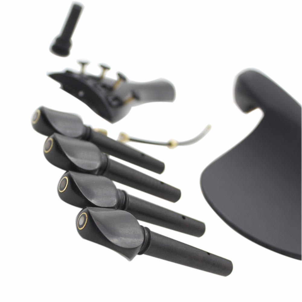 4/4 Violin Chinrest with Tailpiece Tail Rope Tuning Peg Endpin Screw Violin Accessory Kit