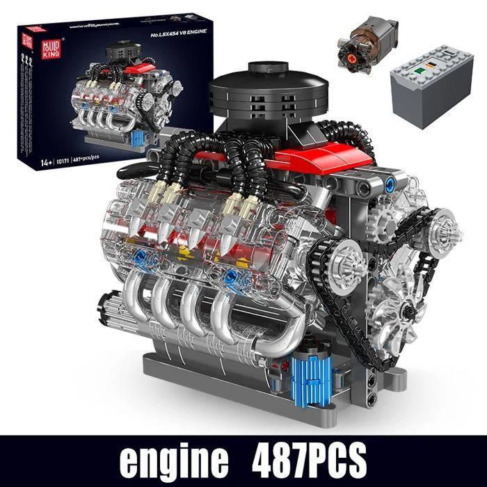 Modèle de moteur V8 Mould King, 487 pièces, emballage de boîte dorigine