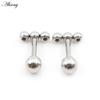 Alisouy 2PC нержавеющая сталь резьба три шарика фасоль женщины мужчины девушка серьги гвоздик хрящ винт серьги пирсинг ювелирные изделия