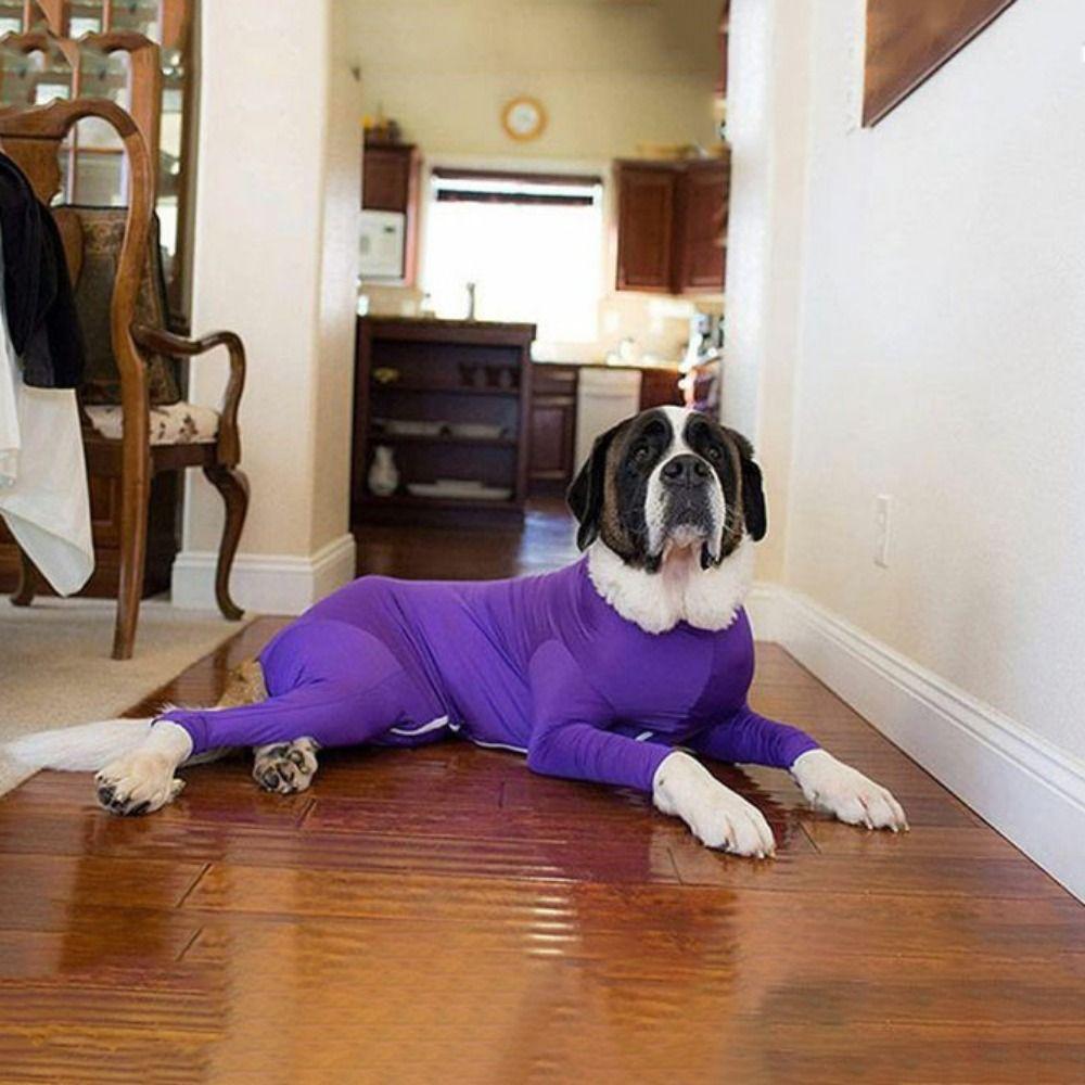 Solid Color Dog Surgery Recovery Suit Soft Polyester Pet Dog Onesie Clothes Comfortable Dog Pajamas 4-leg Pet Clothing Outdoor