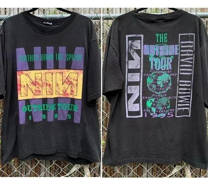Винтажная футболка 1995 года Nine Inch Nails David Bowie Outside Tour, двусторонняя, унисекс, репринт