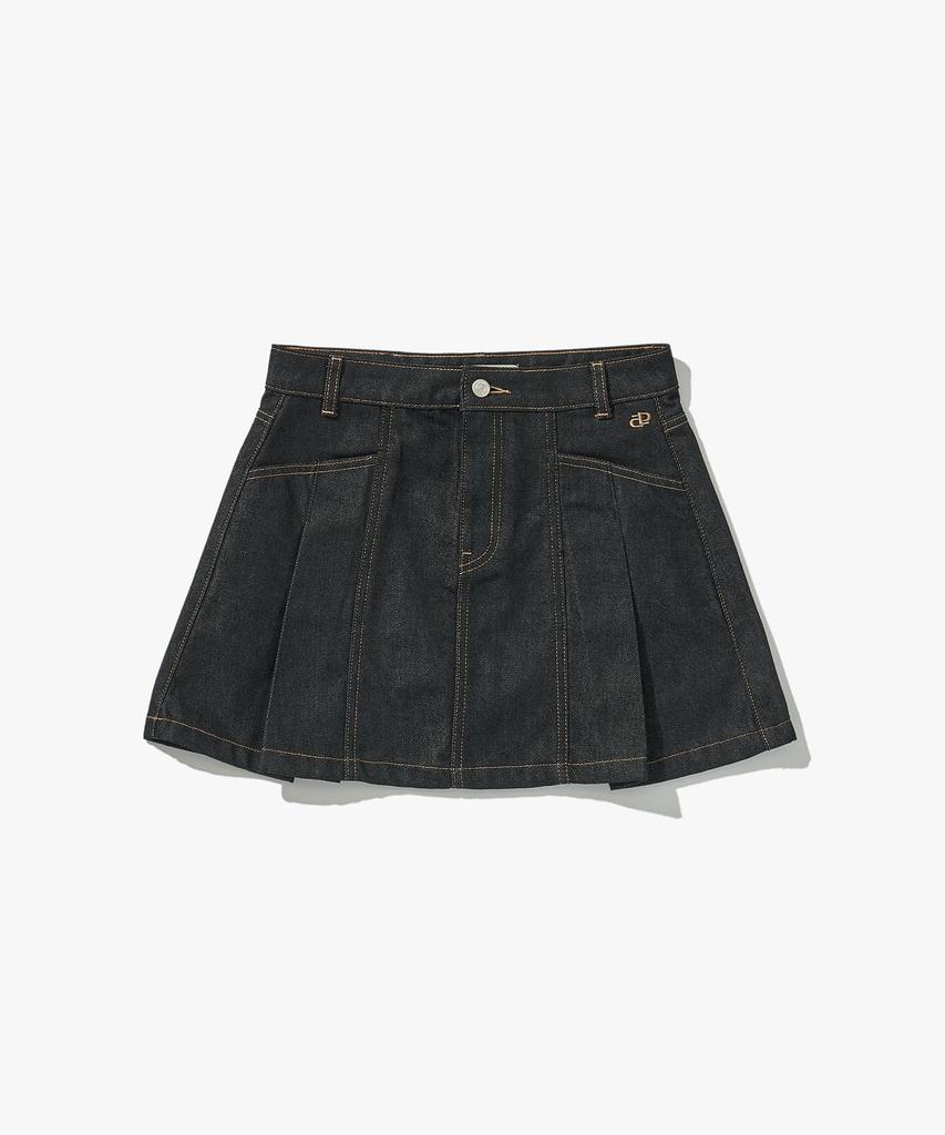 Plack Woman Pleated Mini Denim Skirt M21