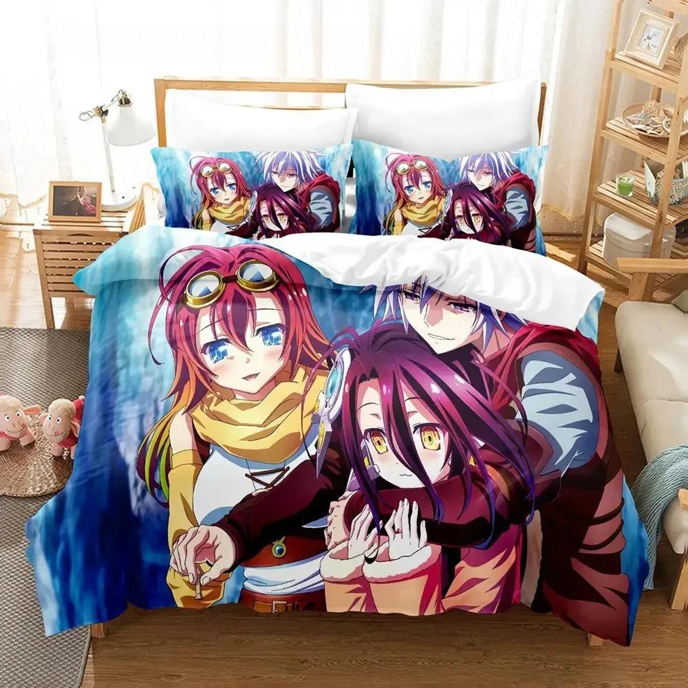 No Game No Life Bedding Set Single Twin Full Queen King Size Bed Set Adult Boys Bedroom Duvet Cover Sets 3D Anime
