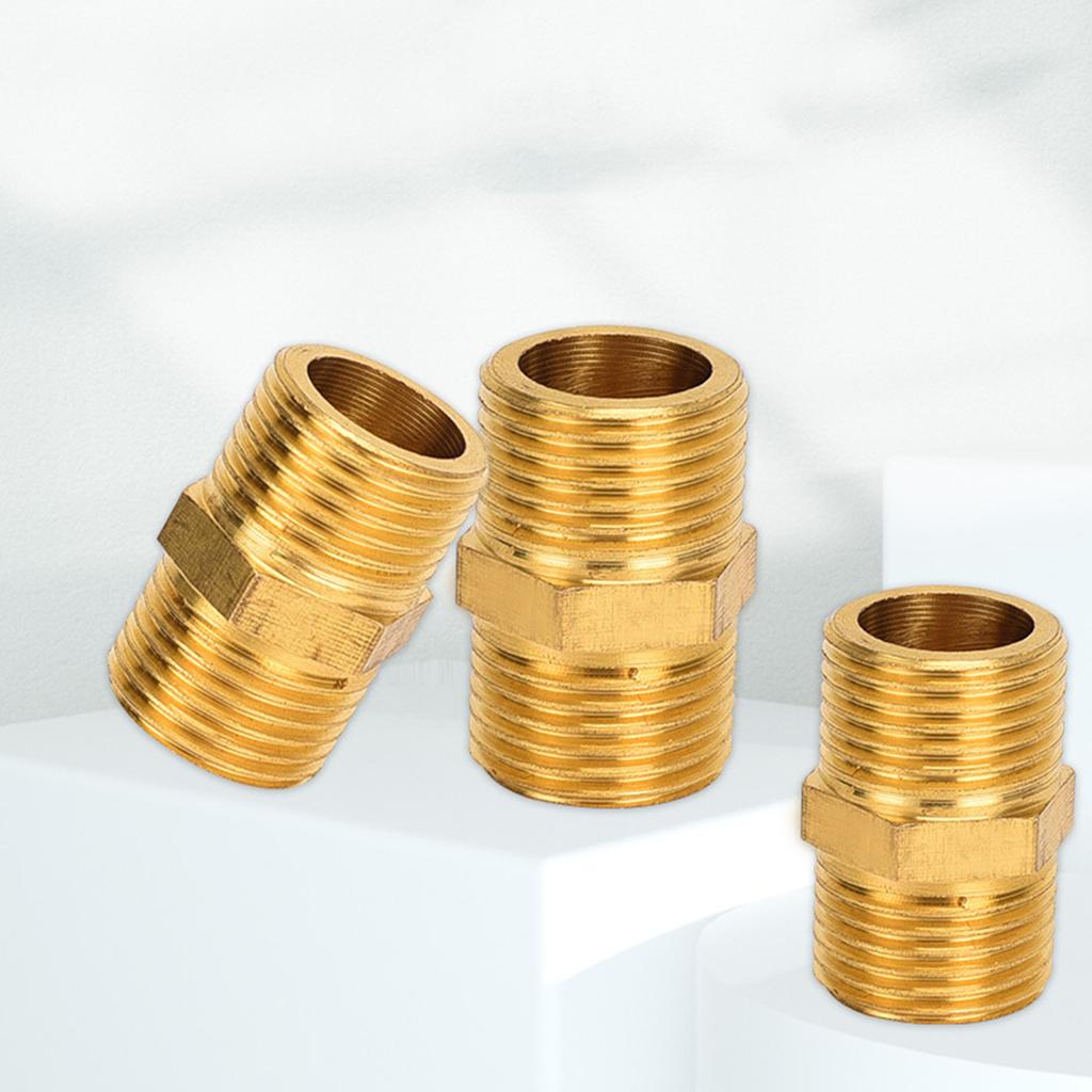 Set of 4 Hexagonal Pipe Joints Male Thread Double Nipples Pipe Coupling Set Quick Fixing for Plumbing Applications