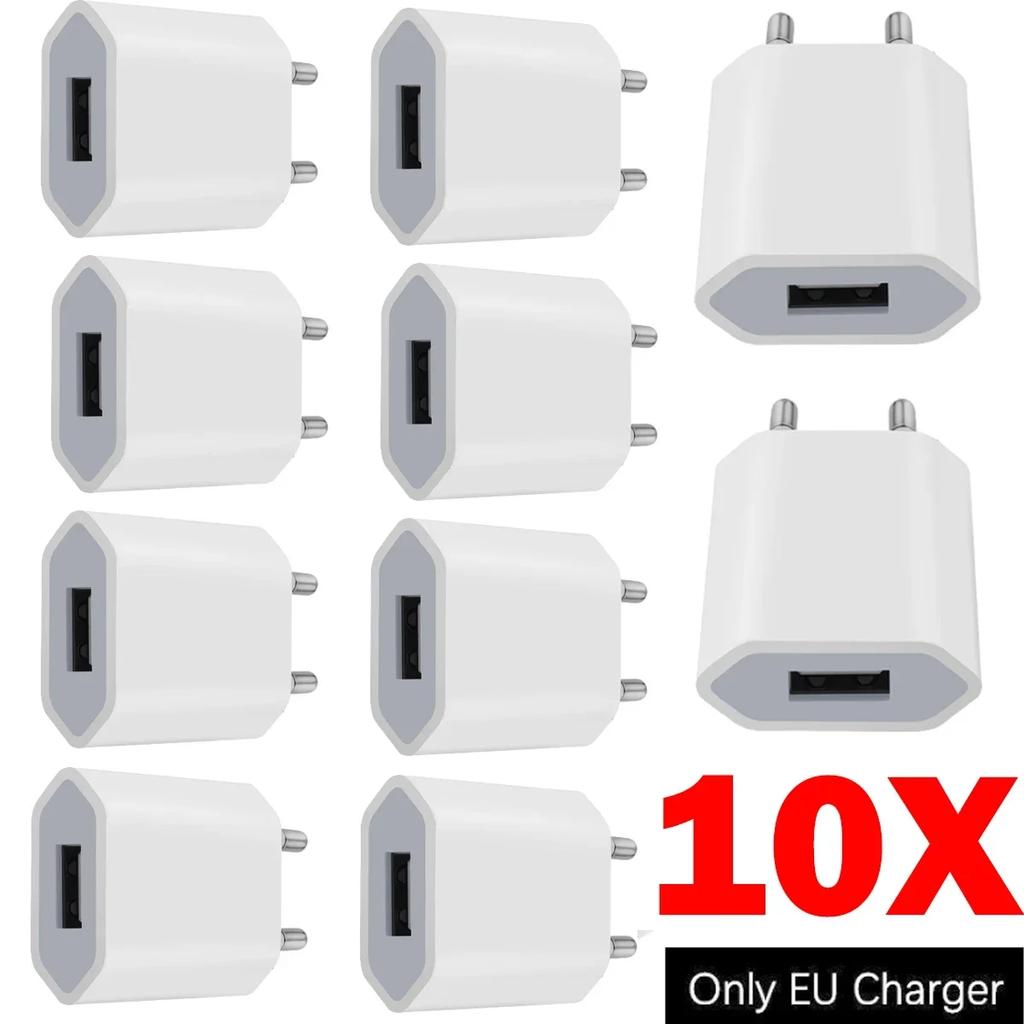 10pcs/lot US/EU Plug 5V 1A AC USB Charger Wall Power Adapter For Samsung iPhone 7 8 X Xr Xs Max HTC Cell Phones