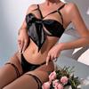Bow Hollow Sexy Lingerie Women Fashion Nightclub Costume Sexy Bra Thong Underwear Set