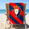 Red Blue Shield Atletico Beach Towel - Soft, Absorbent Microfiber, Lightweight, Ideal for The Beach, Parties, Travel, Camping fan gifts