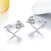 Heart-shaped Stud Earrings Jewelry, Women's Korean Version of Love Heart-connected Silver-plated Stud Earrings.