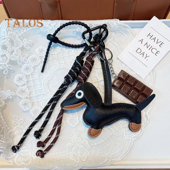 Такса брелок сумка кулон искусственная кожа милый щенок собака талисман подарки подвесные украшения для сумок сумки кошельки ретро стиль аксессуары