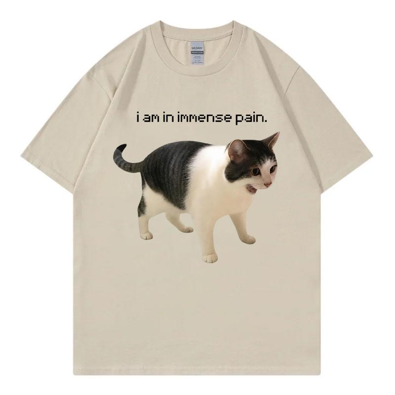 I An In Imunisexse Pain Screaming Cat Meme Graphic T Shirts High Street Fashion Trend Tshirt Unisex Casual Loose Cotton Tshirts